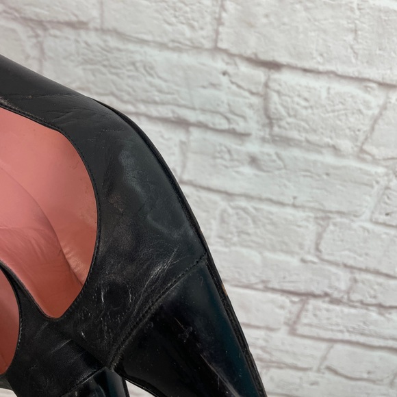 Salvatore Ferragamo Black Leather Logo Kitten Career Style Heels Size 10 - Picture 5 of 13